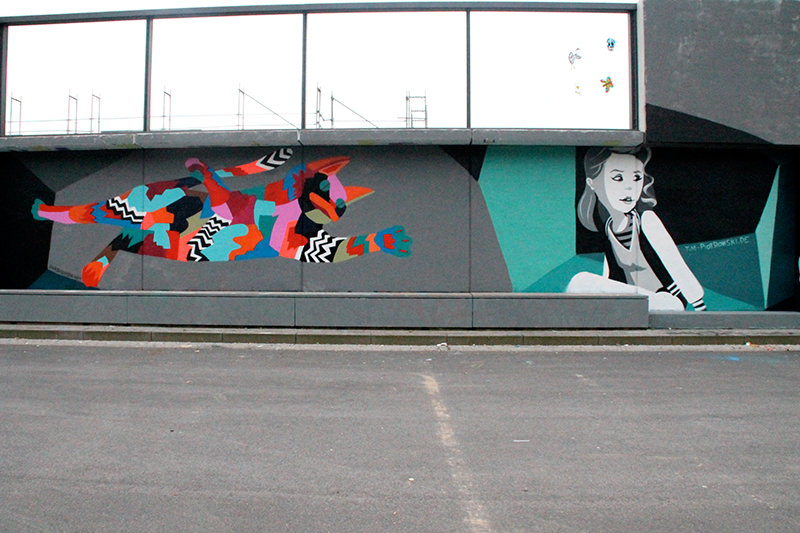 kollaborative Konzeptwand zwischen 2 Graffiti-künstlern in Leverkusen an der Hall of Fame.