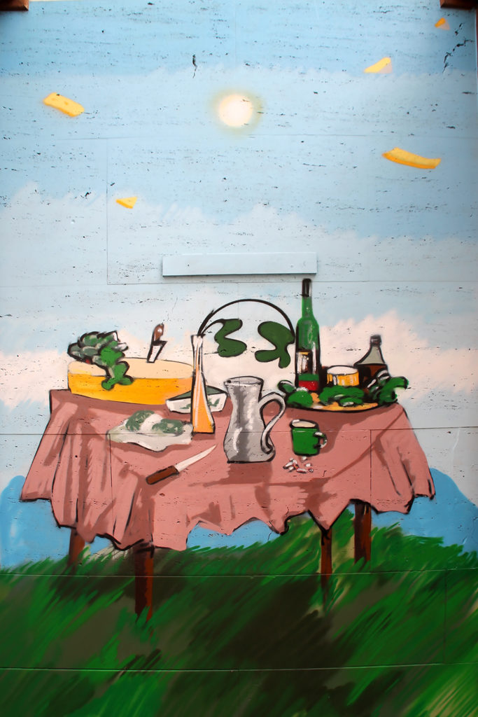 Stilleben, Fühstückstisch als Graffiti-Auftragsbild in Köln